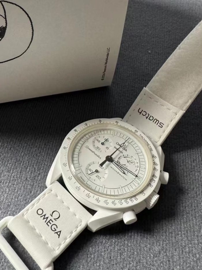 Swatch X Omega White Chronograph Inspired Watch